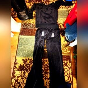 Juicy couture jet black velvet track suit
